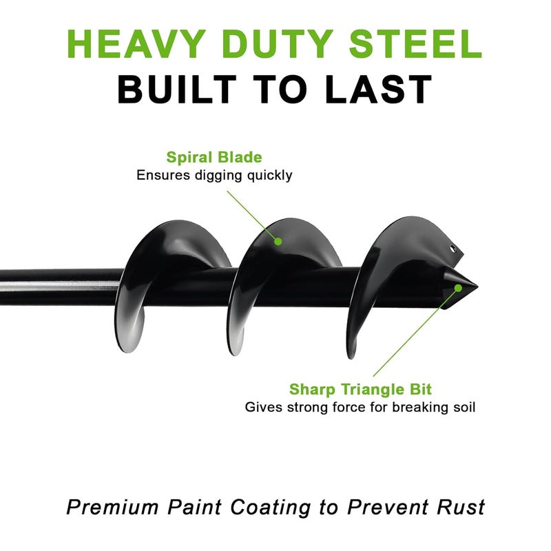 Genubi Industry Auger Drill Bit for Planting 3.5 x 16 Inch, Garden Spiral Bit Bulb Planter Tool Drill Auger for Planting Bulb, Bedding Plant, Post or Umbrella Hole Digger for 3/8" Hex Drive - Image 5